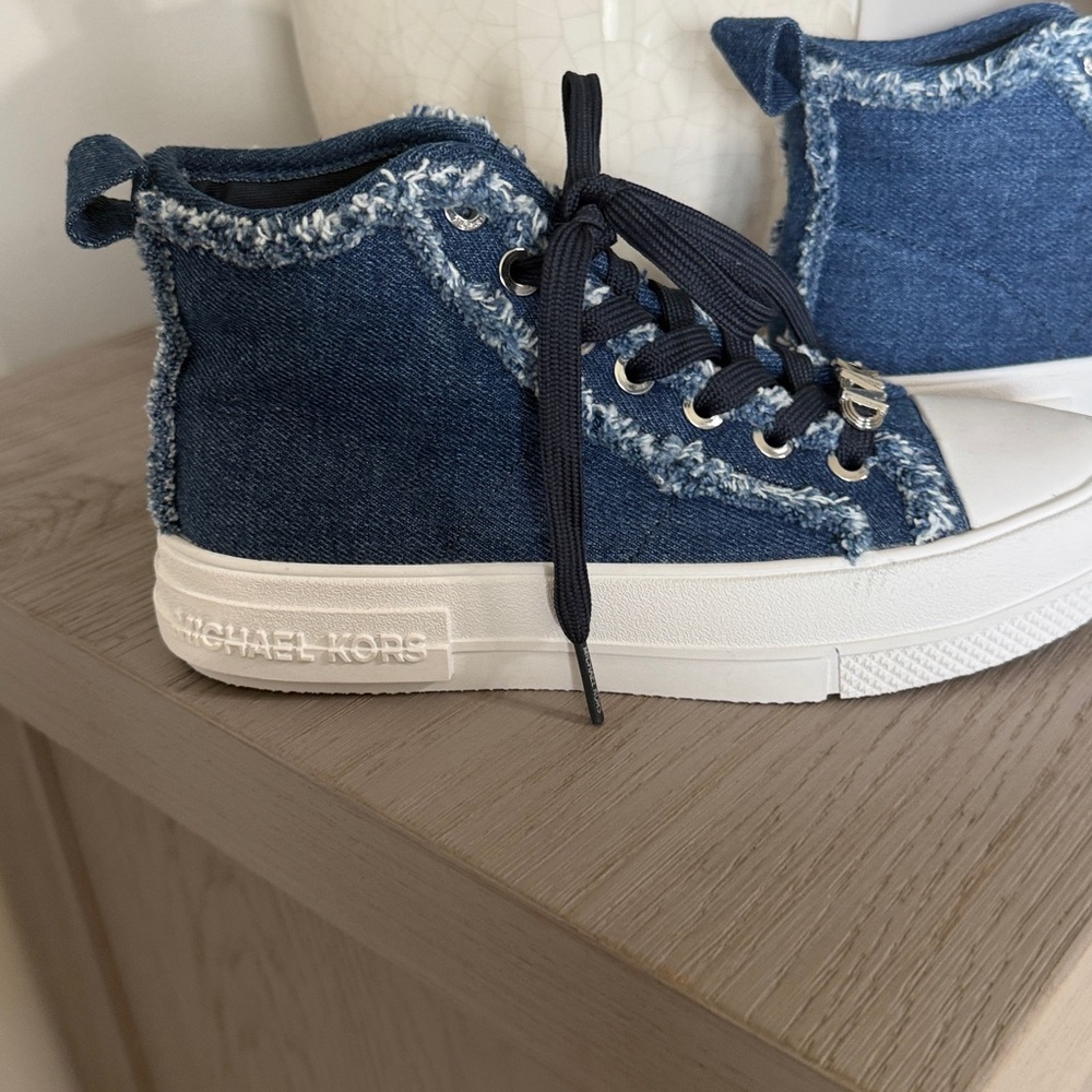 Michael Kors Denim High-Top Sneakers with White Soles